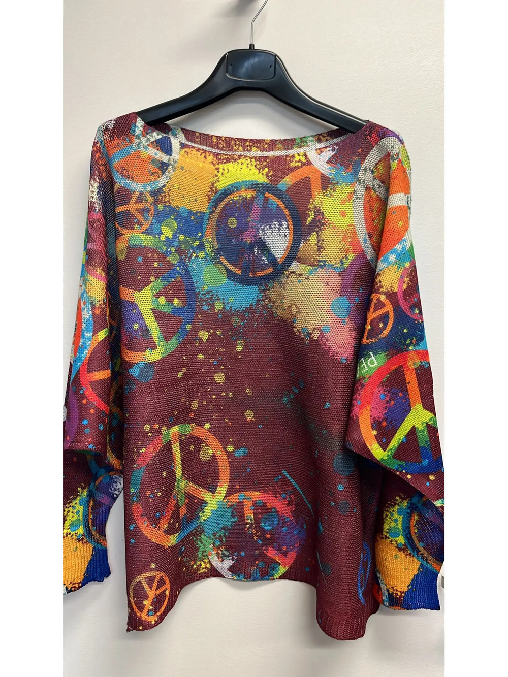 L175 Loowie Peace & Love Printed Knit Sweater | Round Neck | One Size S-L